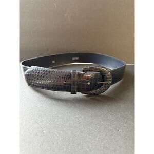 Vintage Astor Alligator Reptile Leather Belt Womens Size 10 Blue Classic Career